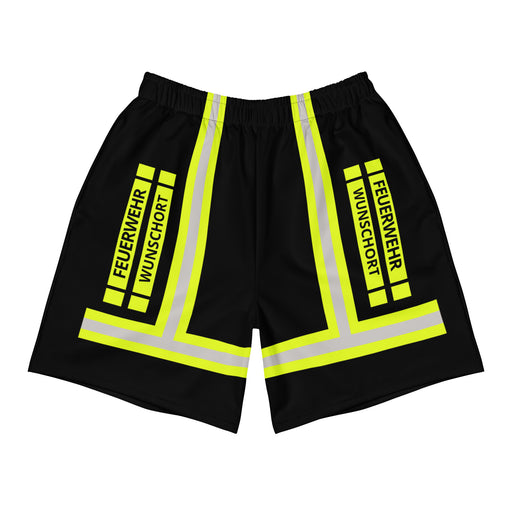 Feuerwehr Badehose – Personalisiert mit Wunschort (Schwarz/Leuchtgelb) – Bild 1