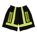 Feuerwehr Badehose – Personalisiert mit Wunschort (Schwarz/Leuchtgelb) – Bild 1