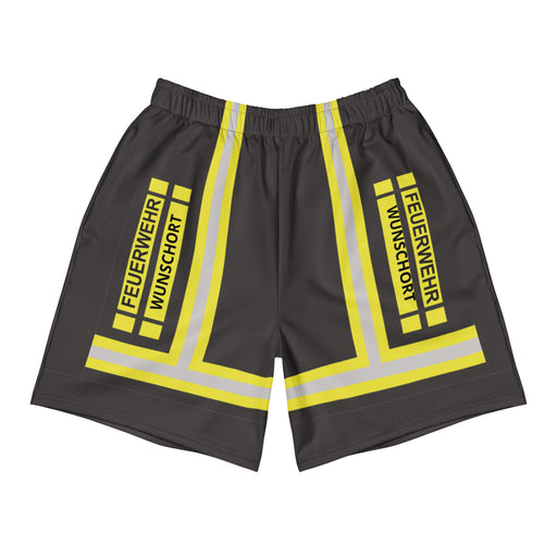 Feuerwehr Badehose Schwarz mit Wunschort, personalisiert – Vorderansicht