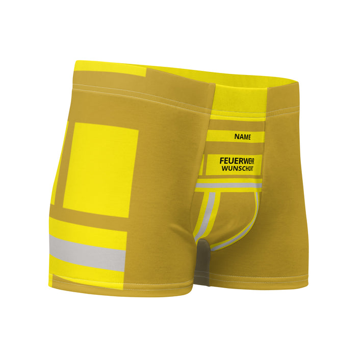 Feuerwehr Boxershort – Personalisiert mit Name & Wunschort (Gold/Gelb) – Bild 8