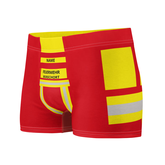 Feuerwehr Boxershort – Personalisiert mit Name & Wunschort (Rot/Gelb) – Bild 7