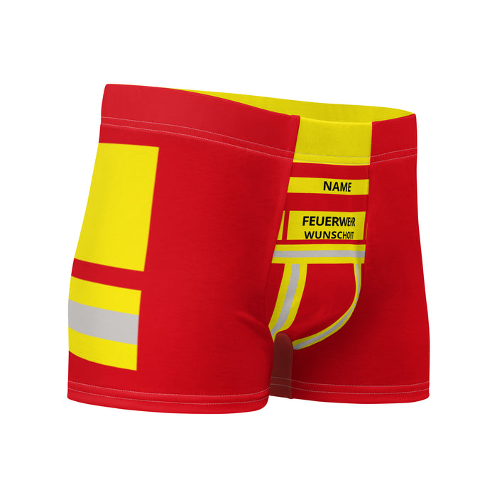 Feuerwehr Boxershort – Personalisiert mit Name & Wunschort (Rot/Gelb) – Bild 8