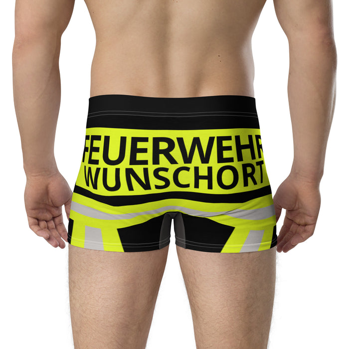 Feuerwehr Boxershort – Personalisiert mit Name & Wunschort (Schwarz/Leuchtgelb) – Bild 5