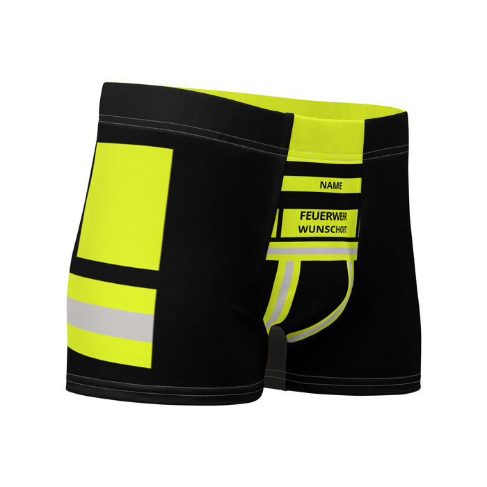 Feuerwehr Boxershort – Personalisiert mit Name & Wunschort (Schwarz/Leuchtgelb) – Bild 8