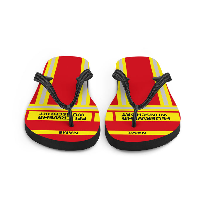 Feuerwehr Flip Flops – Personalisiert mit Name & Wunschort (Rot/Gelb) – Bild 4