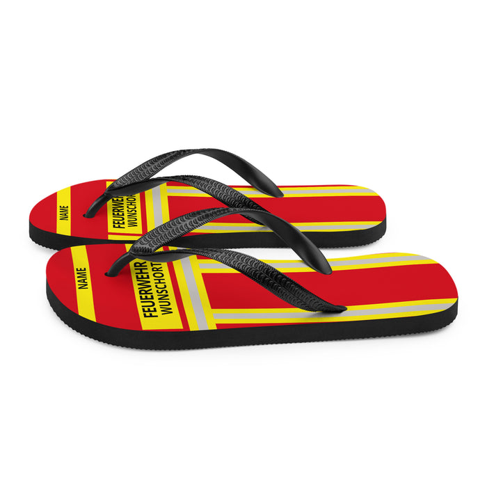 Feuerwehr Flip Flops – Personalisiert mit Name & Wunschort (Rot/Gelb) – Bild 6