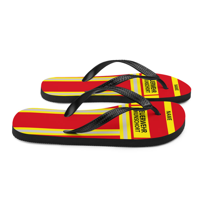 Feuerwehr Flip Flops – Personalisiert mit Name & Wunschort (Rot/Gelb) – Bild 7