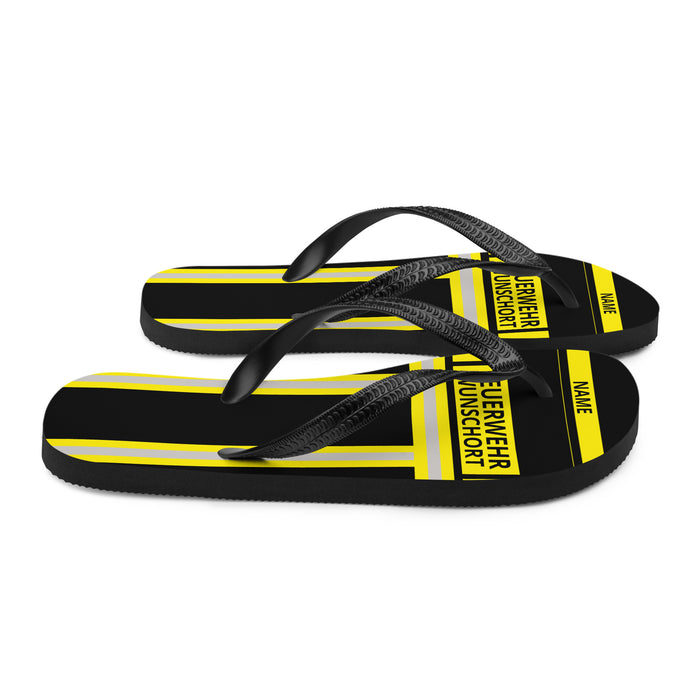 Feuerwehr Flip Flops – Personalisiert mit Name & Wunschort (Schwarz/Gelb) – Bild 7