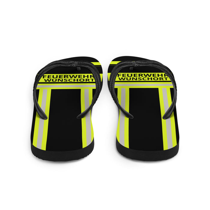 Feuerwehr Flip Flops – Personalisiert mit Name & Wunschort (Schwarz/Leuchtgelb) – Bild 5