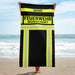 Feuerwehr Handtuch Schwarz/Leuchtgelb mit Name und Wunschort, personalisiert – am Strand