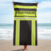 Feuerwehr Strandhandtuch in Schwarz/Leuchtgelb