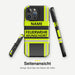 Feuerwehr Handyhülle iPhone® Hardcase Schwarz/Leuchtgelb mit Name und Wunschort – Seitenansicht