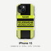 Feuerwehr Handyhülle iPhone® Hardcase Schwarz/Leuchtgelb mit Name und Wunschort – iPhone 15 / 15 Plus / 15 Pro / 15 Pro Max