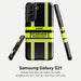 Feuerwehr Handyhülle Samsung® Hardcase Schwarz/Leuchtgelb mit Name und Wunschort – Samsung Galaxy S21 / S21 FE / S21 Plus / S21 Ultra