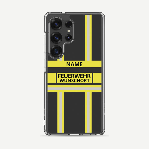 Feuerwehr Handyhülle Samsung® Transparent Schwarz/Gelb