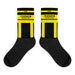 Feuerwehr Socken – Personalisiert mit Name & Wunschort (Schwarz/Gelb) – Bild 1