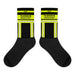 Feuerwehr Socken – Personalisiert mit Name & Wunschort (Schwarz/Leuchtgelb) – Bild 1