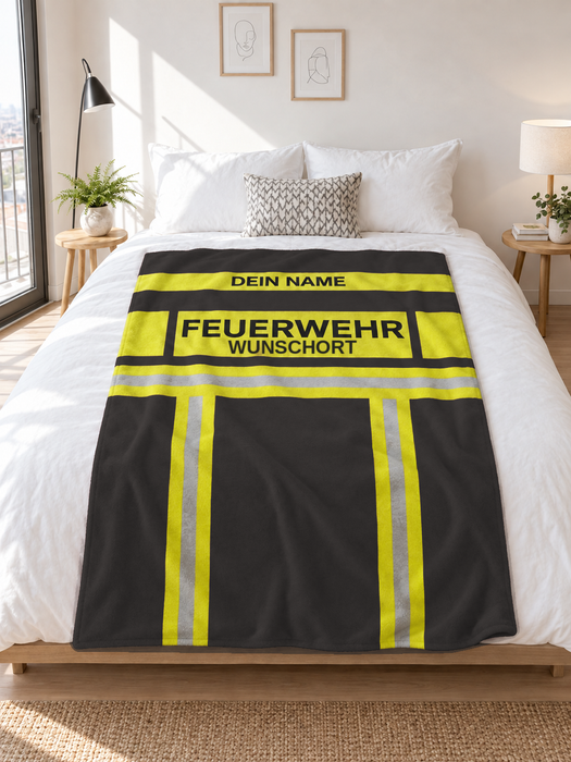 Feuerwehr Decke - Schwarz/Gelb