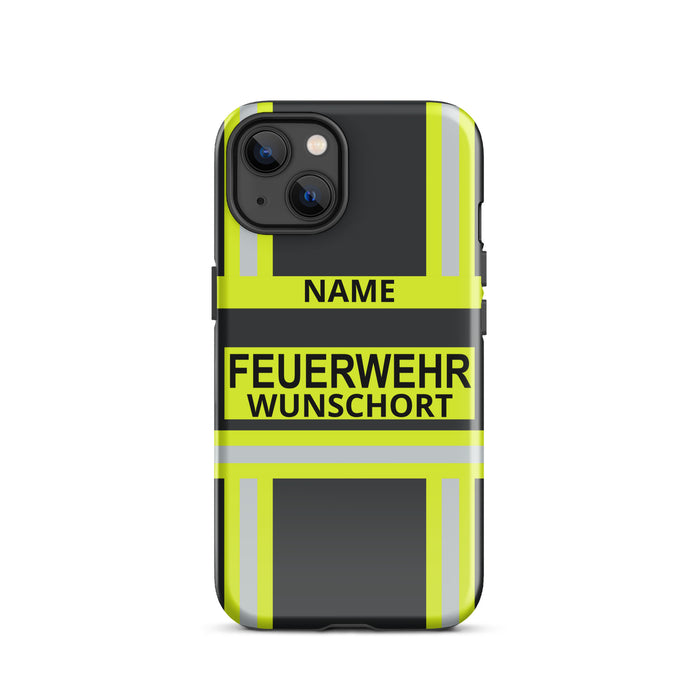 Feuerwehr Handyhülle für iPhone® Hardcase in Schwarz/Leuchtgelb