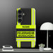 Feuerwehr Handyhülle Samsung® Galaxy S24 Hardcase Schwarz/Leuchtgelb – personalisiert mit Name und Feuerwehr