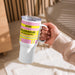 Feuerwehr Thermobecher – Rosa/Gelb – personalisierbar mit Name und Wunschort