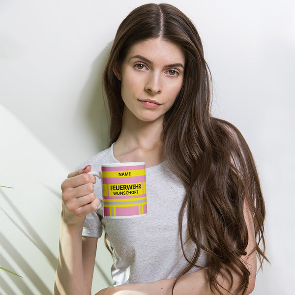 Feuerwehr Tasse Rosa/Gelb