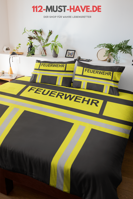 Feuerwehr Bettwäsche - Schwarz/ Gelb